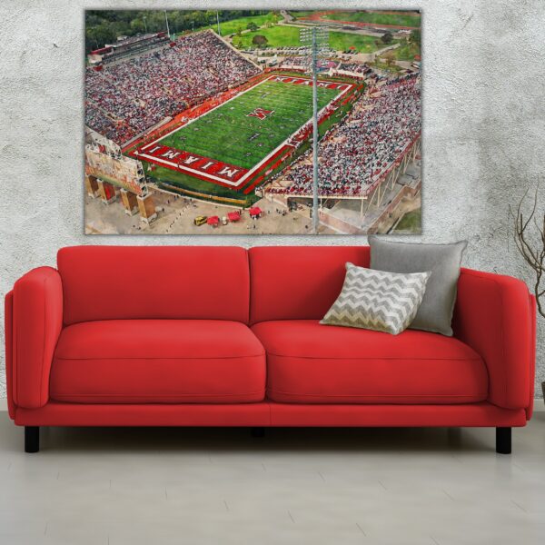 Canvas-Print of Miami Redhawks, Yager Stadium , Watercolor Digital Sketch Print Canvas Print , Miami University - Image 2
