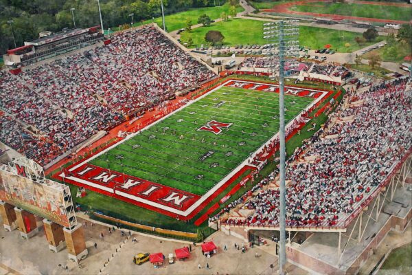Canvas-Print of Miami Redhawks, Yager Stadium , Watercolor Digital Sketch Print Canvas Print , Miami University - Image 3