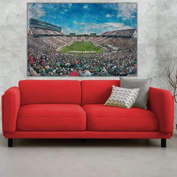 Michigan State Spartans, Spartan Stadium , Watercolor Digital Sketch Print Canvas Print , Michigan State University, East Lansing Michigan - Image 2