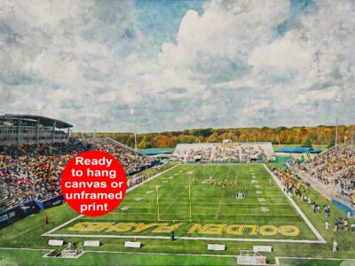 Kent State Golden Flashes ,Kent football Stadium , Watercolor Digital Sketch Print Canvas Print, Kent Ohio, Kent State University