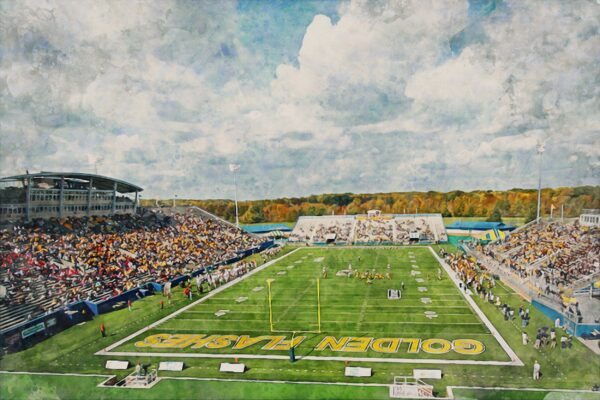 Kent State Golden Flashes ,Kent football Stadium , Watercolor Digital Sketch Print Canvas Print, Kent Ohio, Kent State University - Image 3