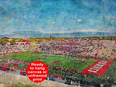 New Mexico Lobos, University Stadium , Watercolor Digital Sketch Print Canvas Print , University of New Mexico, Albuquerque New Mexico