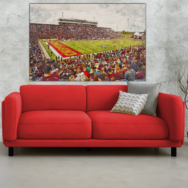 Canvas-Print of Central Michigan Chippewas, Kelly/Shorts Stadium , Watercolor Digital Sketch Print Canvas Print, Central Michigan University - Image 2