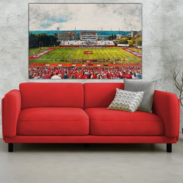 Canvas-Print of Cornell Big Red, Schoellkopf Field , Watercolor Digital Sketch Print Canvas Print, Cornell University, Ithaca New York - Image 2