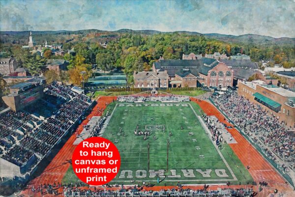 Canvas-Print of Dartmouth Big Green, Memorial Field , Watercolor Digital Sketch Print Canvas Print, Hanover New Hampshire, Dartmouth College