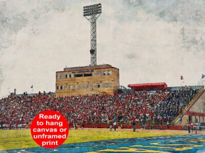 Canvas-Print of Dayton Flyers, Welcome Stadium , Watercolor Digital Sketch Print Canvas Print, Dayton Ohio, Dayton University