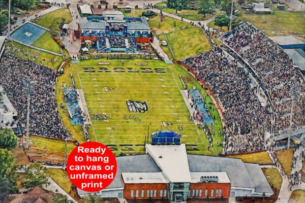 Georgia Southern Eagles, Allen E. Paulson Stadium  , Watercolor Digital Sketch Print Canvas Print, Statesboro Georgia, Georgia Southern Uni