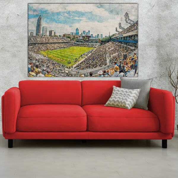 Canvas-Print of Georgia Tech, Yellow Jackets Bobby Dodd Stadium Watercolor art, Watercolor Digital Sketch Print Canvas Print - Image 2
