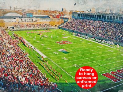Canvas-Print of Harvard Crimson, Harvard Stadium , Watercolor Digital Sketch Print Canvas Print, Boston Massachusetts, Harvard University