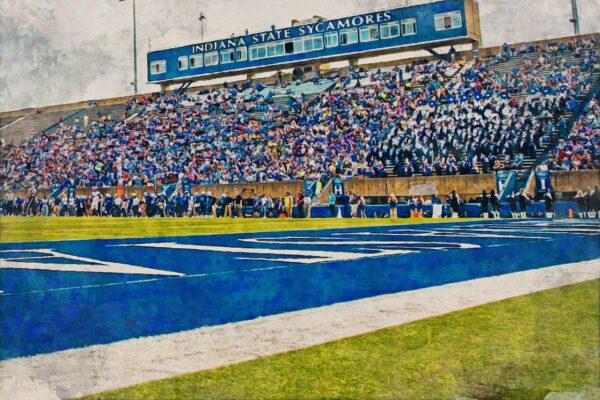 Indiana State Sycamores, Indiana State University Memorial Stadium , Watercolor Digital Sketch Print Canvas Print, Terre Haute Indiana - Image 3
