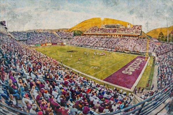 Montana Grizzlies, Washington-Grizzly Stadium , Watercolor Digital Sketch Print Canvas Print, Missoula Montana, Missoula University - Image 3