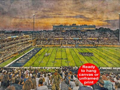 Canvas-Print of ODU Monarchs, S.B. Ballard Stadium , Watercolor Digital Sketch Print Canvas Print,  Norfolk Virginia, ODU