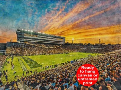 Canvas-Print of Purdue Boilermakers, Ross–Ade Stadium , Watercolor Digital Sketch Print Canvas Print, Tippecanoe Indiana, Purdue University