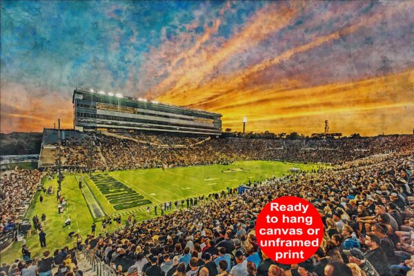 Canvas-Print of Purdue Boilermakers, Ross–Ade Stadium , Watercolor Digital Sketch Print Canvas Print, Tippecanoe Indiana, Purdue University