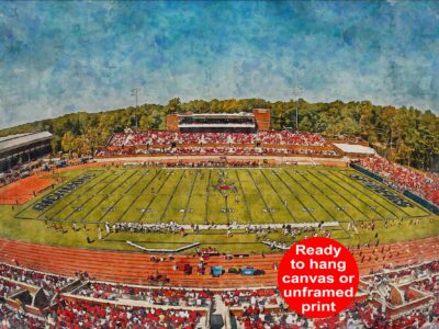 Richmond Spiders, E. Claiborne Robins Stadium , Watercolor Digital Sketch Print Canvas Print, Richmond Virginia, University of Richmond