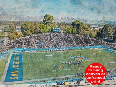 Canvas-Print of San Jose Spartans, CEFCU Stadium , Watercolor Digital Sketch Print Canvas Print, San Jose California, SanJose California