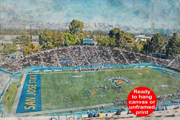 Canvas-Print of San Jose Spartans, CEFCU Stadium , Watercolor Digital Sketch Print Canvas Print, San Jose California, SanJose California