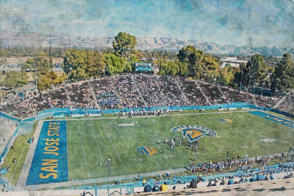 Canvas-Print of San Jose Spartans, CEFCU Stadium , Watercolor Digital Sketch Print Canvas Print, San Jose California, SanJose California - Image 3