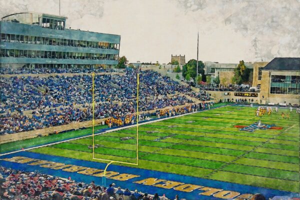Tulsa Golden Hurricanes, H.A. Chapman Stadium , Watercolor Digital Sketch Print Canvas Print, Tulsa Oklahoma, University of Tulsa - Image 3