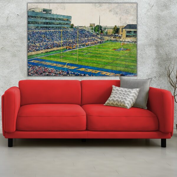 Tulsa Golden Hurricanes, H.A. Chapman Stadium , Watercolor Digital Sketch Print Canvas Print, Tulsa Oklahoma, University of Tulsa - Image 2