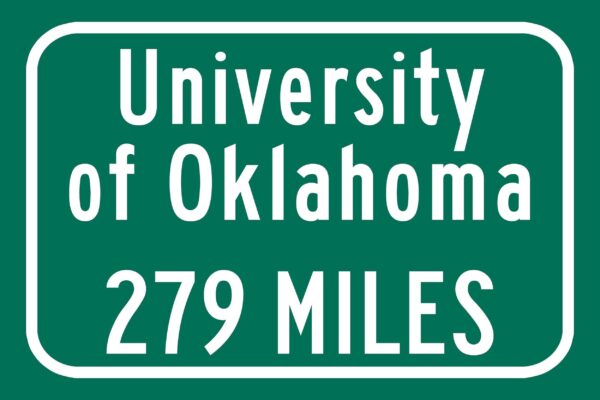 The University of Oklahoma  / Custom College Highway Distance Sign / The University of Oklahoma  / Oklahoma Sooners / Norman, Oklahoma / - Image 2