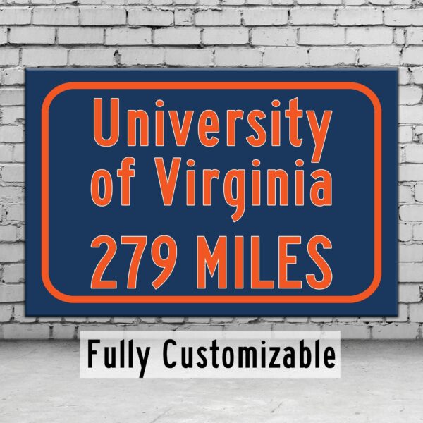 University of Virginia Custom College Highway Distance Sign /Virginia Cavaliers / Charlottesville / UVA Charlottesville/ Virginia wall art