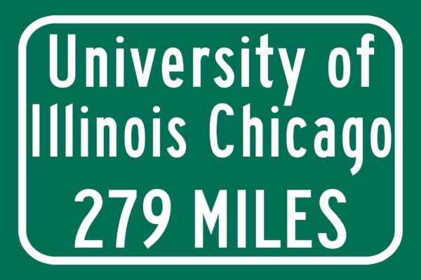 UIC / Custom College Highway Distance Sign / UIC Flames / Chicago Illinois / - Image 2