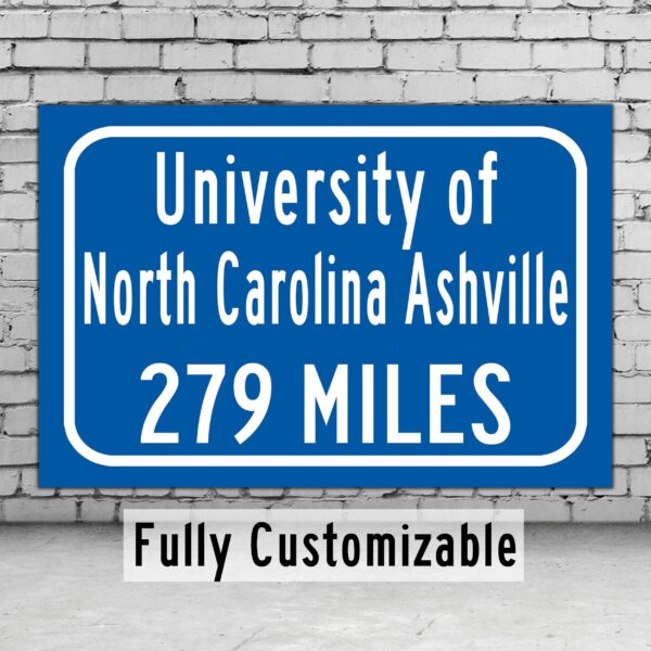 UNC Asheville / Custom College Highway Distance Sign /  UNC Asheville /  unc Asheville bulldogs / ashville NC