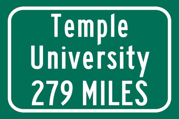 Temple University / Custom College Highway Distance Sign / Temple University / Temple Owls/Philadelphia Pennsylvania - Image 2