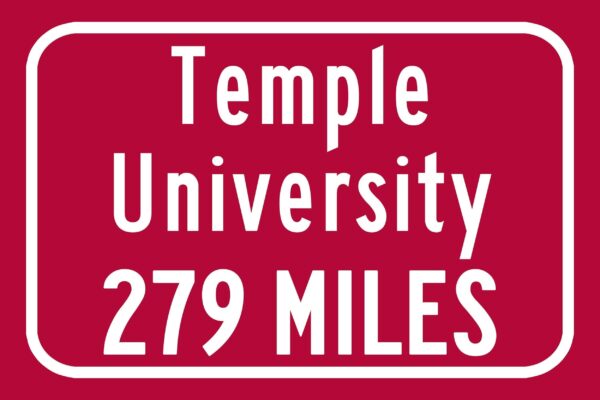 Temple University / Custom College Highway Distance Sign / Temple University / Temple Owls/Philadelphia Pennsylvania - Image 3