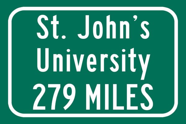 St. John's University / Custom College Highway Distance Sign /St. John's University /St. John's University Red Storm  / Queens NY / - Image 2