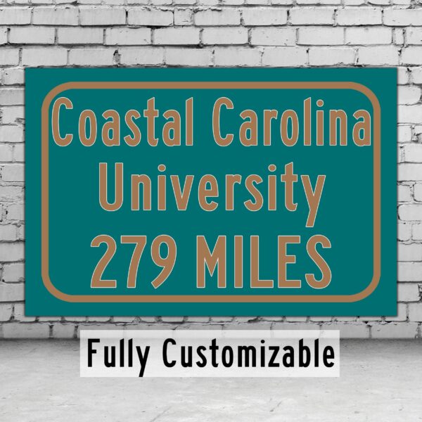 Coastal Carolina University / Custom College Highway Distance Sign / Coastal Carolina Chanticleers / Conway South Carolina