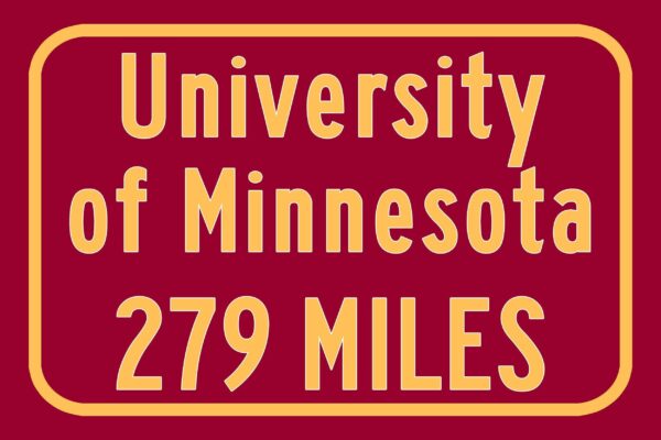 University of Minnesota Custom College Highway Distance sign /University of Minnesota Minneapolis  / Golden Gophers - Image 2