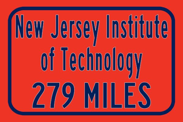 New Jersey Institute of Technology / Custom College Highway Distance Sign / NJIT / NJIT Highlanders / Newark New Jersey - Image 3