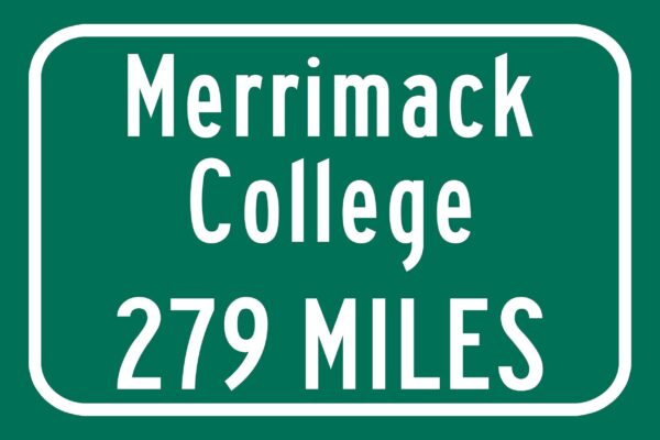 Merrimack College / Custom College Highway Distance Sign / Merrimack Warriors / North Andover Massachusetts / - Image 2