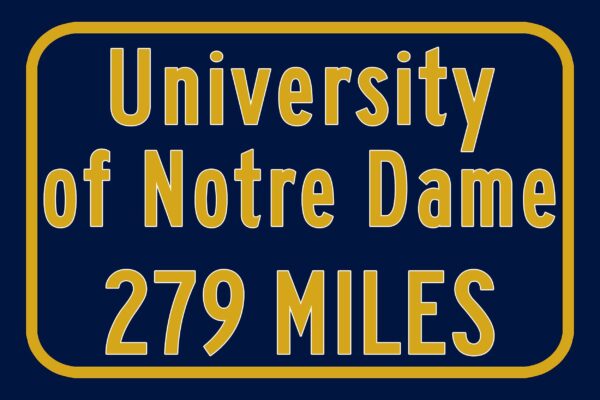 University of Notre Dame Custom College Highway Distance Sign / Notre Dame Fighting Irish /Notre Dame Decor / Notre Dame South Bend Indiana - Image 3