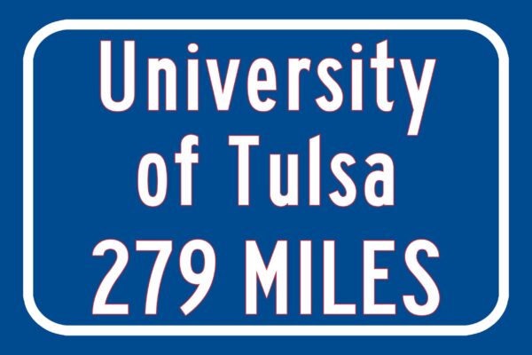 The University of Tulsa / Custom College Highway Distance Sign /The University of Tulsa / Tulsa Golden Hurricane / Tulsa Oklahoma - Image 3
