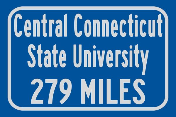 Central Connecticut State University / Custom College Highway Distance Sign / Central Connecticut State Blue Devils / New Britain CT - Image 3