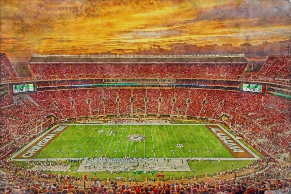 Canvas-Print of Alabama Crimson Tide, Bryant-Denny Stadium , Watercolor Digital Sketch Print Canvas Print, Bama Football, Tuscaloosa Alabama - Image 3