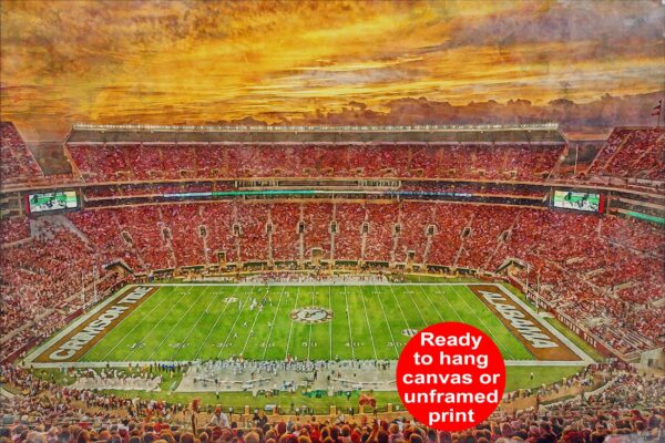 Canvas-Print of Alabama Crimson Tide, Bryant-Denny Stadium , Watercolor Digital Sketch Print Canvas Print, Bama Football, Tuscaloosa Alabama