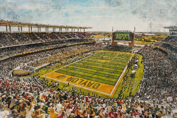 Canvas-Print of Baylor Bears, McLane Stadium , Watercolor Digital Sketch Print Canvas Print, Bears Football, Waco Texas - Image 3