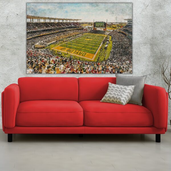 Canvas-Print of Baylor Bears, McLane Stadium , Watercolor Digital Sketch Print Canvas Print, Bears Football, Waco Texas - Image 2