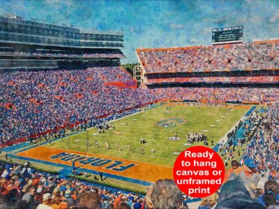 Canvas-Print of Florida Gators, University Of Florida , Watercolor Digital Sketch Print Canvas Print, Gators Football, Gainesville Florida