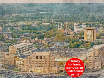 Canvas-Print of Notre Dame Fighting Irish, University of Notre Dame , Watercolor Digital Sketch Print Canvas Print, Notre Dame Indiana