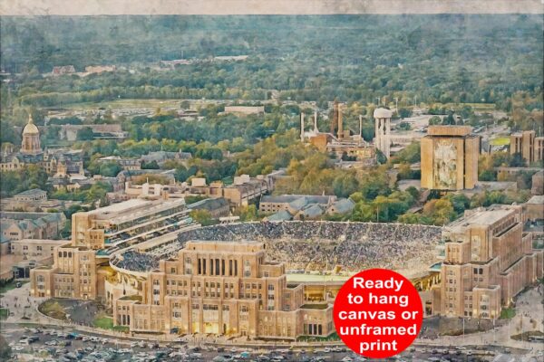 Canvas-Print of Notre Dame Fighting Irish, University of Notre Dame , Watercolor Digital Sketch Print Canvas Print, Notre Dame Indiana