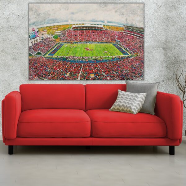Canvas-Print of Ole Miss Rebels, Vaught Hemingway Stadium , Watercolor Digital Sketch Print Canvas Print, University of Mississippi - Image 2