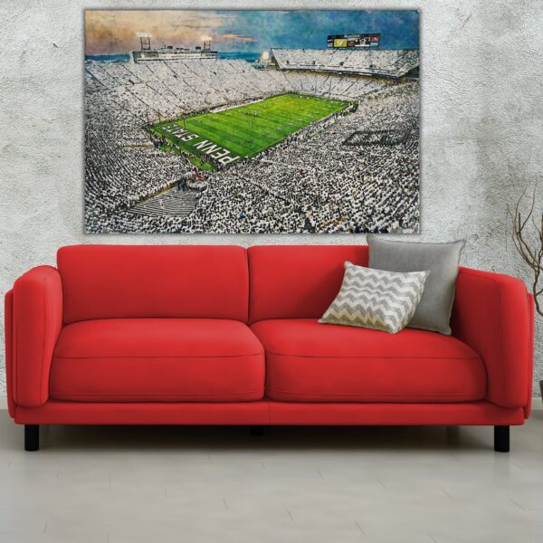 Penn State Nittany Lions, Beaver Stadium , Watercolor Digital Sketch Print Canvas Print, Penn State University, Centre County Pennsylvania - Image 2