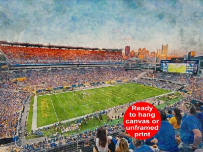 Canvas-Print of Pittsburgh Panthers, University of Pittsburgh , Watercolor Digital Sketch Print Canvas Print, Pittsburgh Pennsylvania