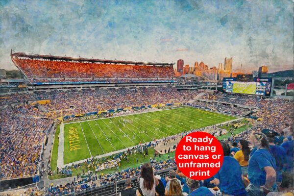 Canvas-Print of Pittsburgh Panthers, University of Pittsburgh , Watercolor Digital Sketch Print Canvas Print, Pittsburgh Pennsylvania