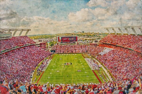 South Carolina Gamecocks, Williams-Brice Stadium , Watercolor Digital Sketch Print Canvas Print, Gamecocks Football, Columbia South Carolina - Image 3